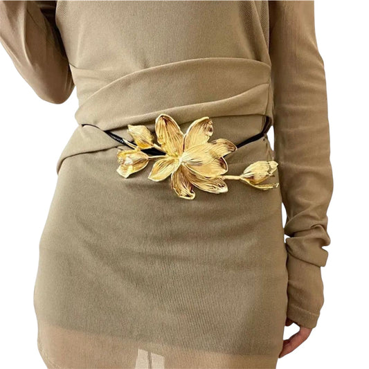 Taillengürtel mit Gold-Blütenmotiv