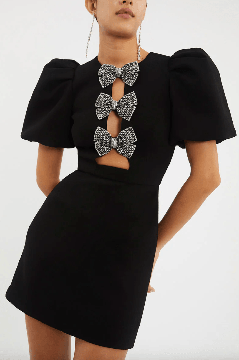 Puffärmel-Minikleid mit Cut-Outs und Strass - Sorentis