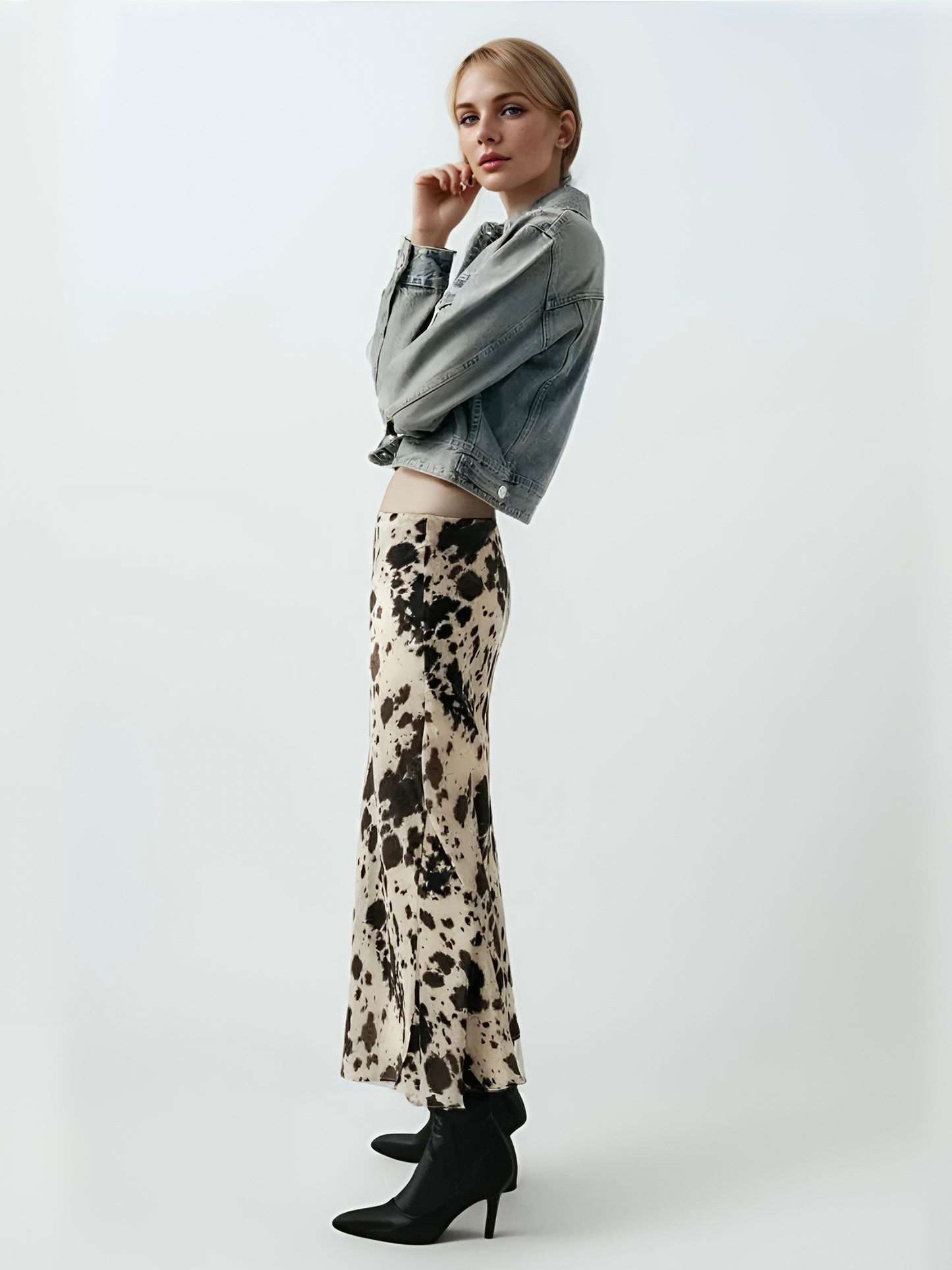 Langer Rock mit Animalprint