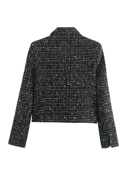 Marmorierter Tweed-Blazer mit Knopfleiste
