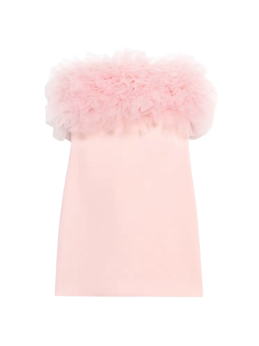 Bandeau Tüllkleid in Zartrosa