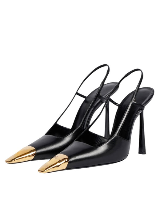 Slingback-Pumps mit Metallkappe