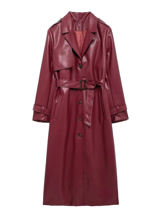 Burgundy Maxi-Trenchcoat - Sorentis