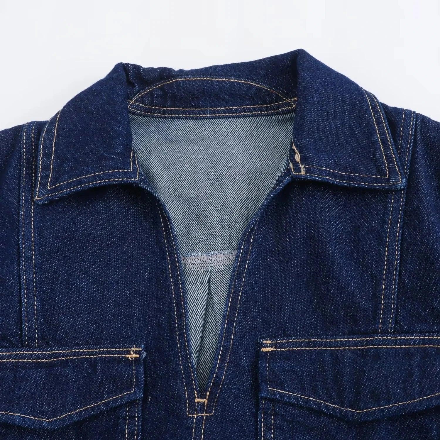 Zweiteiliges Denim Outfit mit Kurzarmjacke und Hosenrock - Sorentis