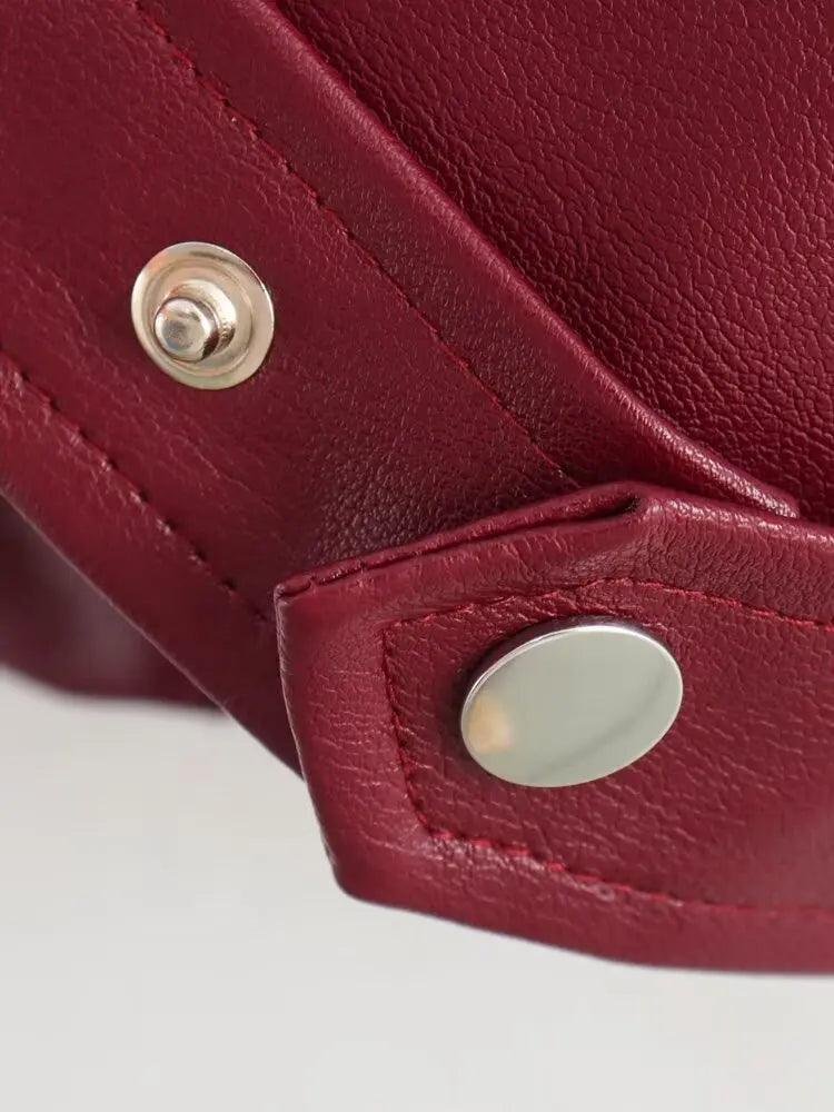 Burgundy Trendsetter Kunstlederjacke mit ausgestelltem Kragen - Sorentis