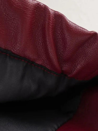 Burgundy Trendsetter Kunstlederjacke mit ausgestelltem Kragen - Sorentis